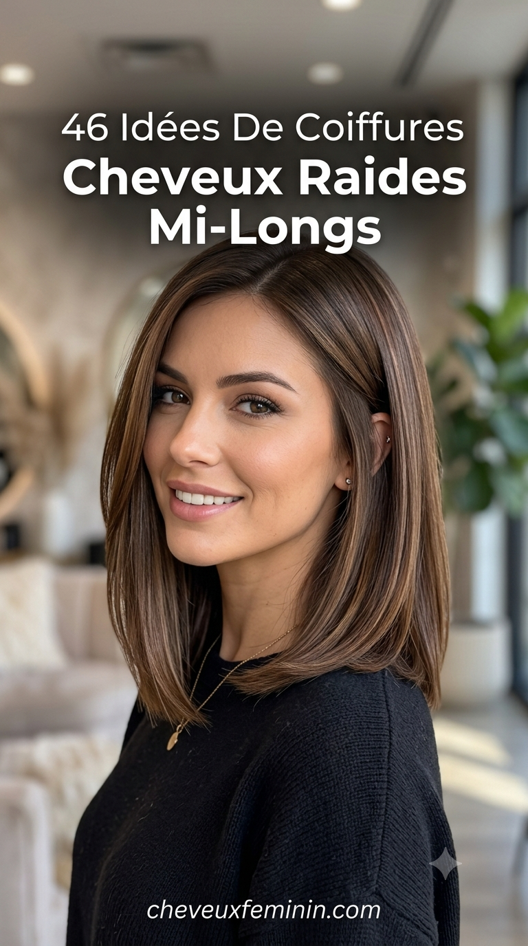 46 Idées De Coiffures Cheveux Raides Mi-Longs